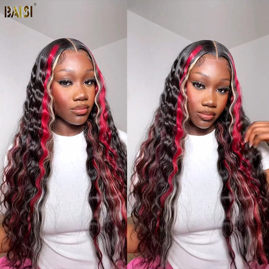 BAISI Loose Deep Wave With Highlight Wig