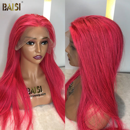 BAISI Pink Straight Wig