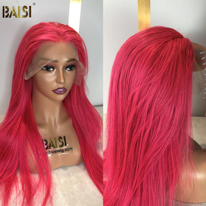 BAISI Pink Straight Wig