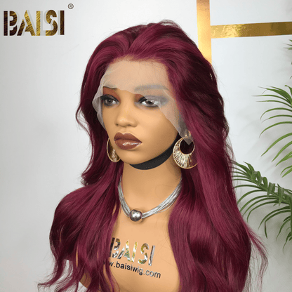 BAISI Purple Wavy Lace  Wig