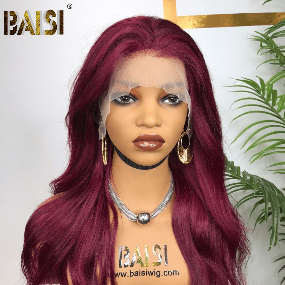 BAISI Purple Wavy Lace  Wig