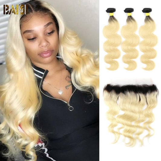 1B/613# Eurasian Body Wave Blonde Bundles with Frontal