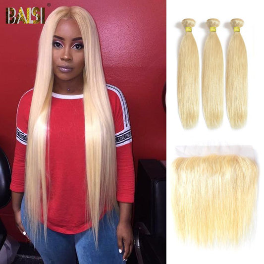 613# Straight Blonde Bundles with Frontal Deal