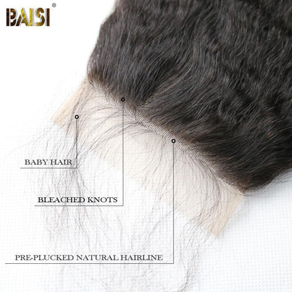 BAISI 10A Kinky Straight Lace Closure 4x4