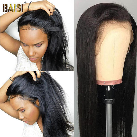 BAISI 12A Bleached Knots Straight Lace Wig