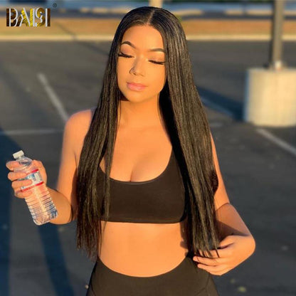 BAISI 12A Bleached Knots Straight Lace Wig