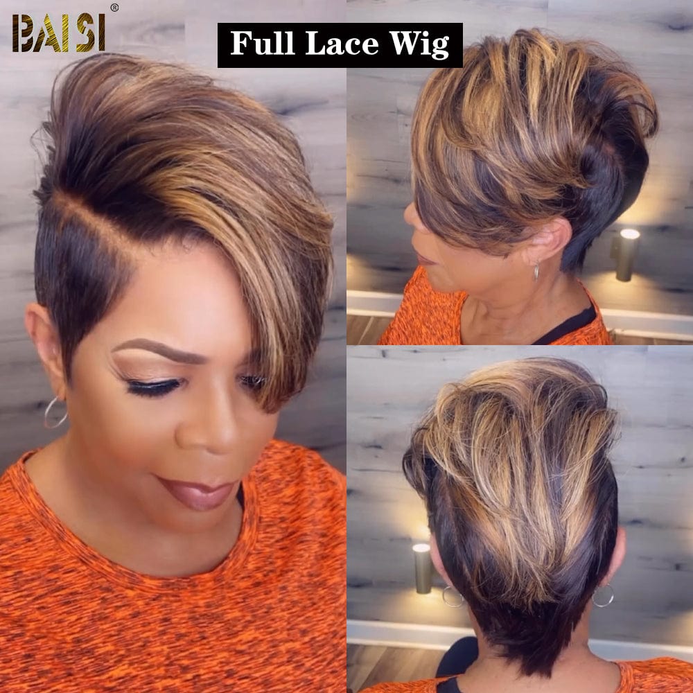 BAISI Full Lace With Honey Blonde Short Wig