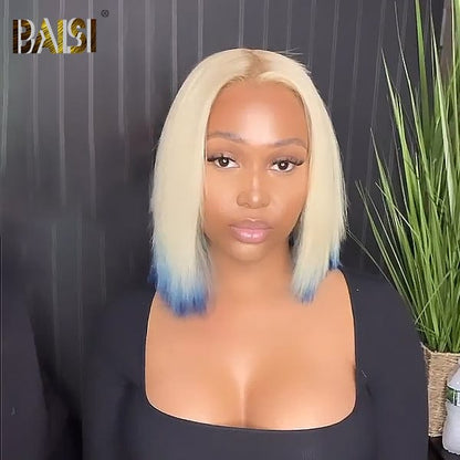 Baisi T Part Blond With Blue Color BoB  Lace Wig