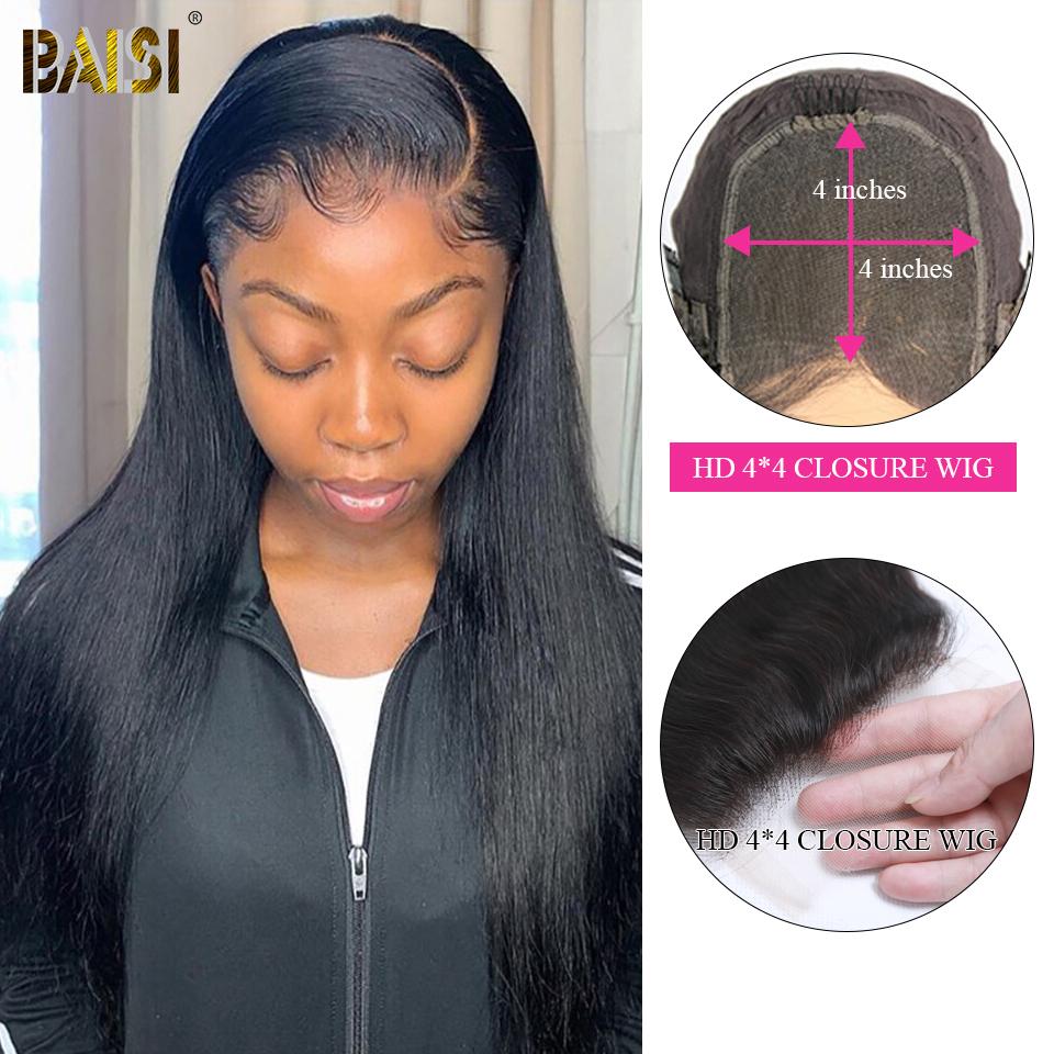 BAISI  4*4 HD Closure Wig Human Hair Wig