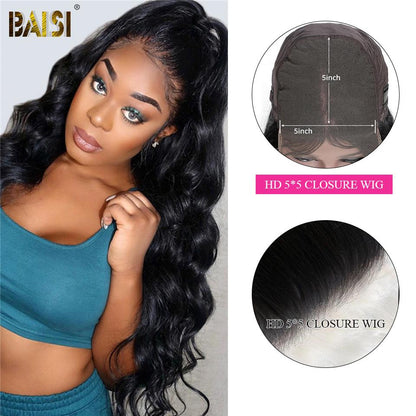 BAISI  5*5 HD Undetectable Lace Closure Wig