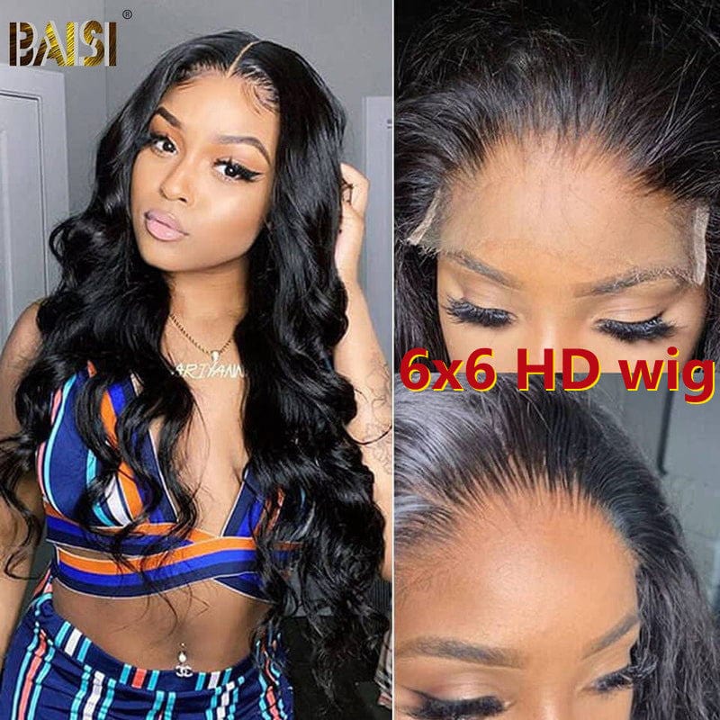 BAISI 12A 6x6 HD Undetectable Lace Closure Wig