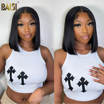 BAISI HD Straight Bob Wig 100% Human Hair