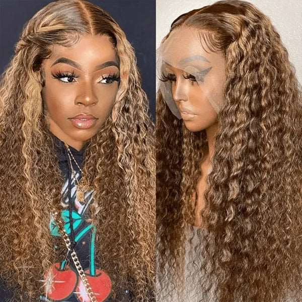 Honey Blonde Wig Deep Wave Hair 13x4 HD Lace Front Wigs 30 Inch Hair - Healthier Me Beauty, LLC