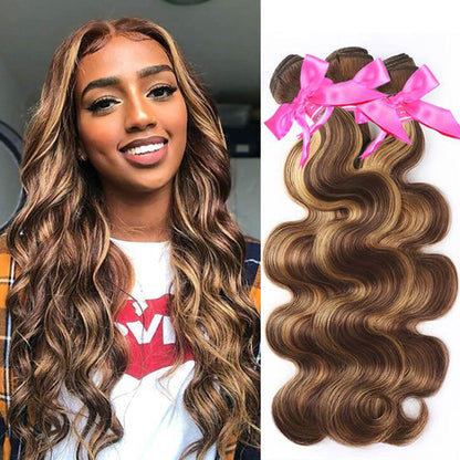 Highlight Brown Body Wave Human Hair Bundles P4/27 Ombre Honey Blonde Hair Bundles
