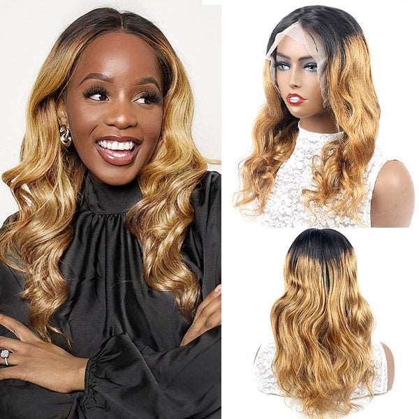 Blonde Ombre Wig HD Lace Wig 13x6x1 T Part Wig Body Wave Human Hair Wigs - Healthier Me Beauty, LLC
