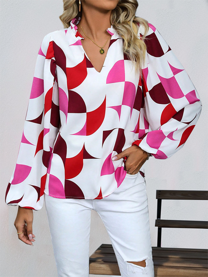 New Geometric Print Long Sleeve Shirt