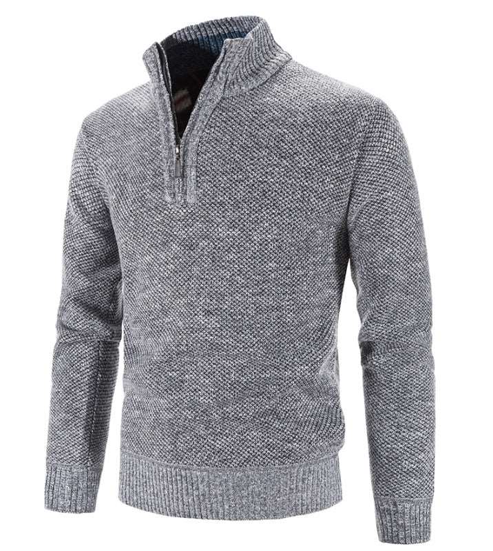 half turtleneck sweater men's zipper sweater slim fit