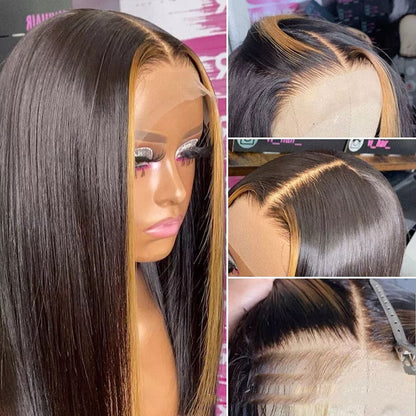 $89.99 10" Highlight Honey Short Straight 4x4 Lace Wig Human Hair Flash Deal