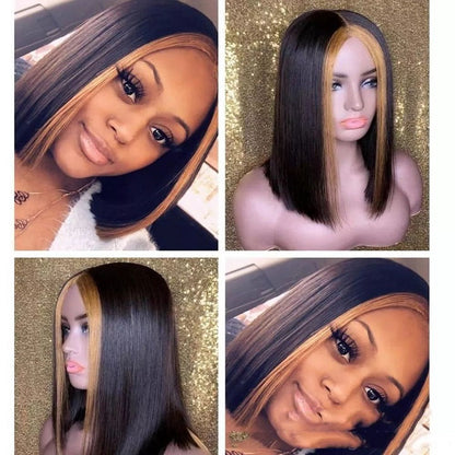 $89.99 10" Highlight Honey Short Straight 4x4 Lace Wig Human Hair Flash Deal
