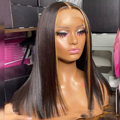 $89.99 10" Highlight Honey Short Straight 4x4 Lace Wig Human Hair Flash Deal