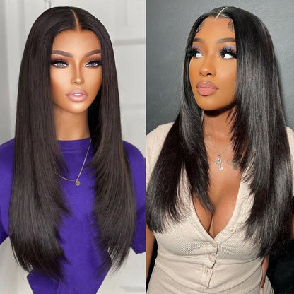 Viral Wigtokers @Sarabesnackin Recomend Crystal Lace 90's Layer Cut Wig Inner Buckle Cute Straight 13x5 Lace Front Butterfly Haircut Wig