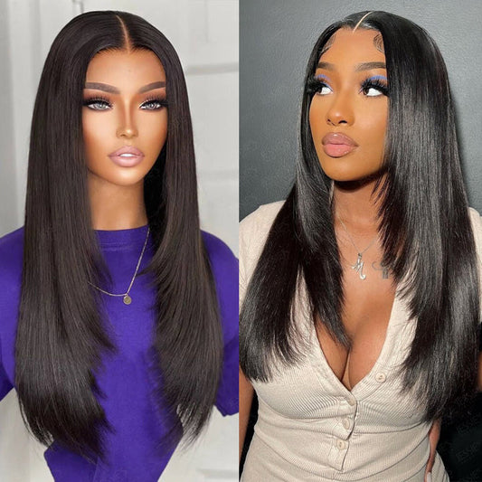 Viral Wigtokers @Sarabesnackin Recomend Crystal Lace 90's Layer Cut Wig Inner Buckle Cute Straight 13x5 Lace Front Butterfly Haircut Wig