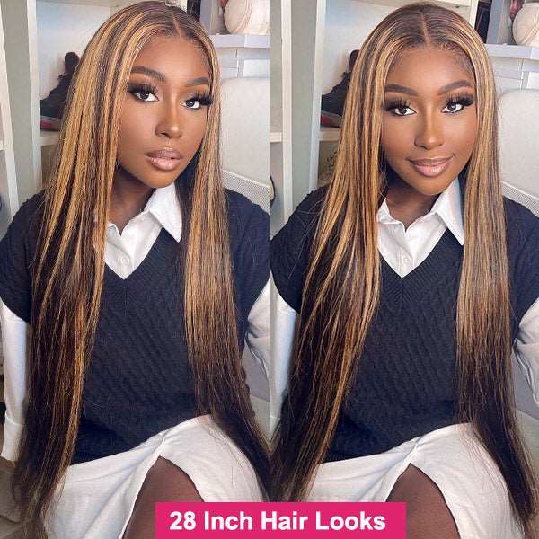 Highlight Hair 3 Bundles with HD Lace Frontal Closure Indian Straight Human Hair - Healthier Me Beauty, LLC