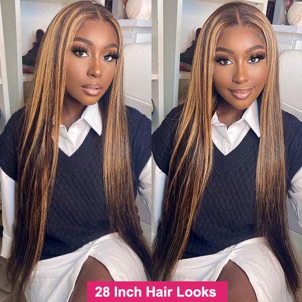 Highlight Straight Hair Bundles with Lace Frontal Virgin Malaysian Human Hair 3 Bundles with 13*4 Lace Frontal - Healthier Me Beauty, LLC