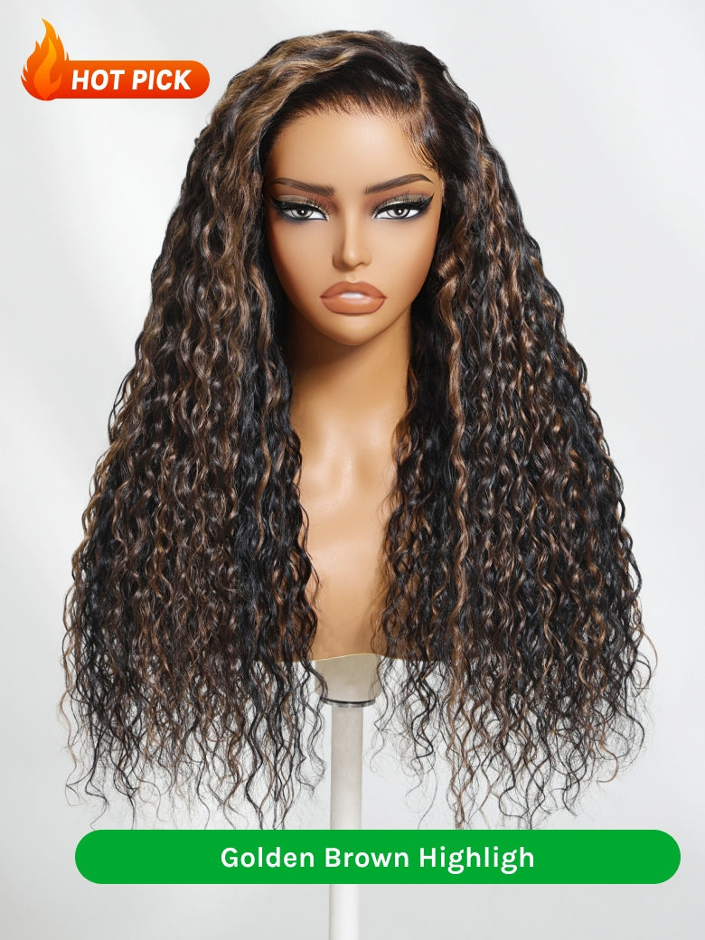 Golden Brown Highlight Water Wave Human Hair