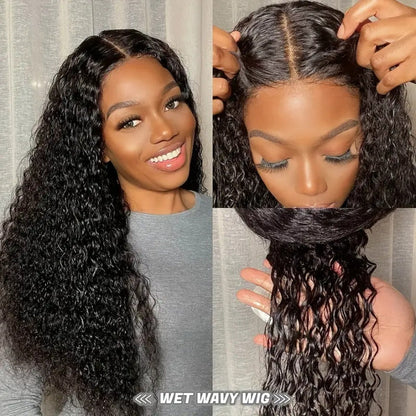 Water Wave Pre Cut 13x4 Lace Frontal Wig Glueless Crystal HD Lace Human Hair Wigs