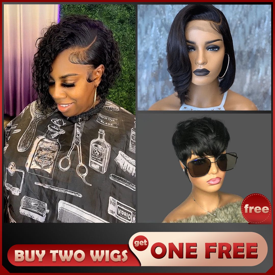 Baisi 1 Sexy Curly Wig+1 Straight BoB Wig+1 Free Wig=$199