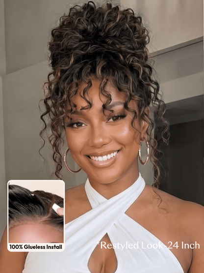 Golden Brown Highlight Water Wave Human Hair