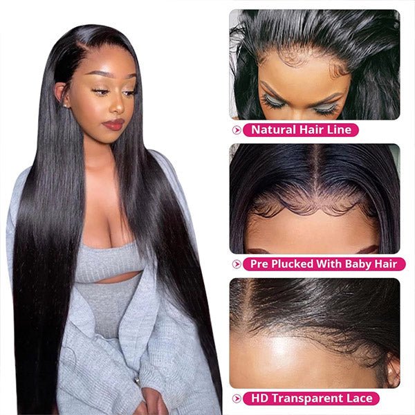 13x2 Frontal Wig Virgin Straight Lace Front Wig HD Human Hair Lace Wigs 32 Inch - Healthier Me Beauty, LLC