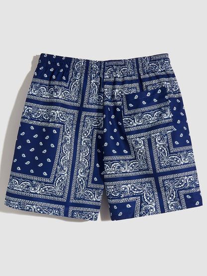 Manfinity RSRT Men Drawstring Waist Paisley Print Shorts