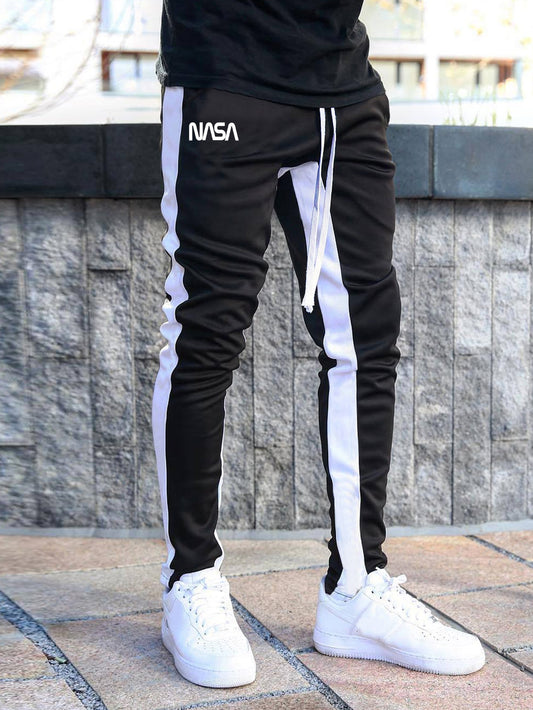 Manfinity Sporsity Men Letter Graphic Contrast Side Seam Drawstring Waist Sweatpants