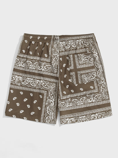 Manfinity RSRT Men Drawstring Waist Paisley Print Shorts