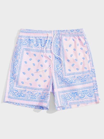 Manfinity RSRT Men Drawstring Waist Paisley Print Shorts