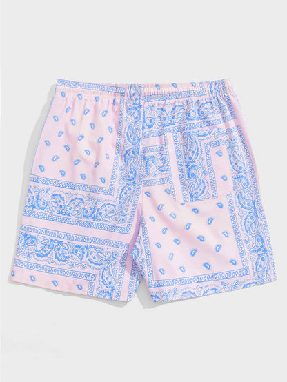 Manfinity RSRT Men Drawstring Waist Paisley Print Shorts