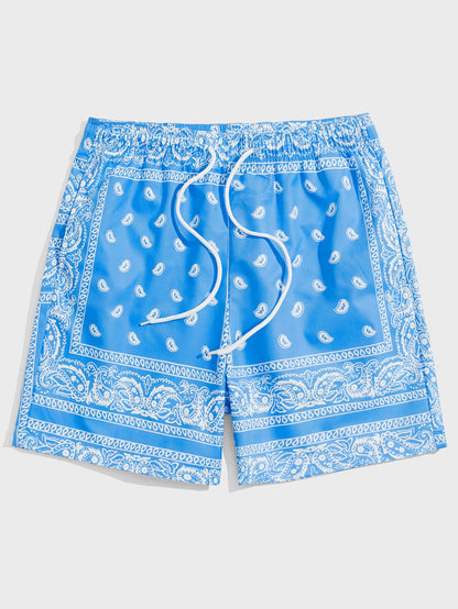 Manfinity RSRT Men Drawstring Waist Paisley Print Shorts