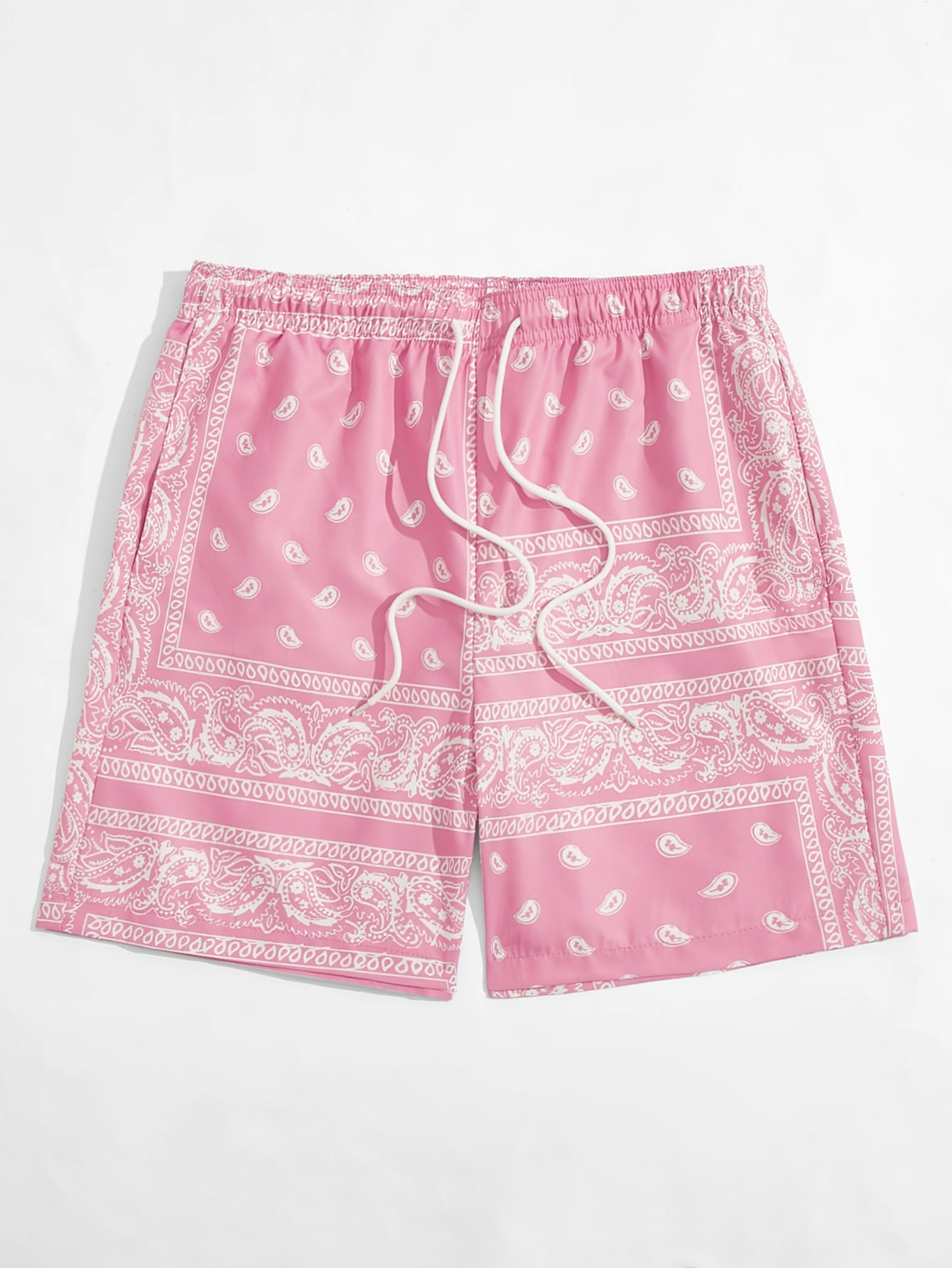 Manfinity RSRT Men Drawstring Waist Paisley Print Shorts