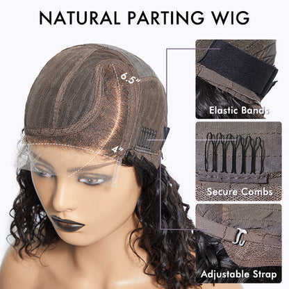 Points Rewards | Boho-Chic | Super Bob Bohemian Curly Minimalist HD Lace Glueless C Part Short Wig 100% Human Hair