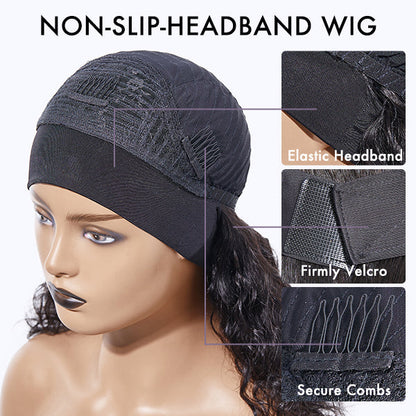 Newbie Only | Put On & Go Glueless Kinky Straight Headband Long Wig 100% Human Hair (Get Free Trendy Headbands)