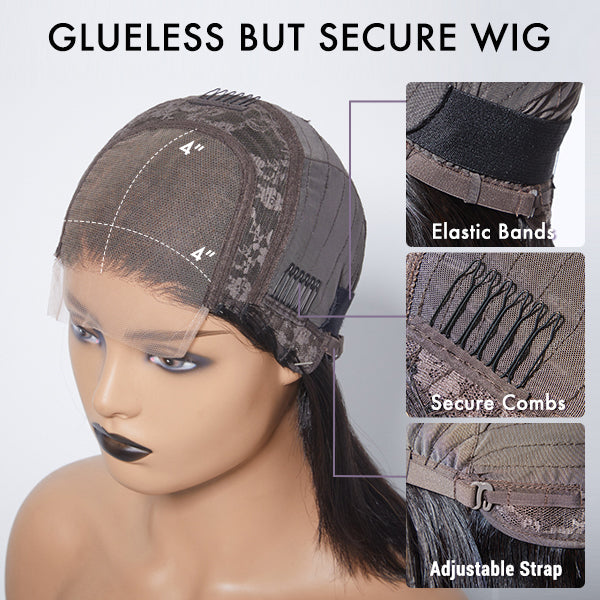 Points Rewards | Glueless 4x4 Closure Undetectable HD Lace Bob Wig 100% Human Hair | Pre-bleached Knots