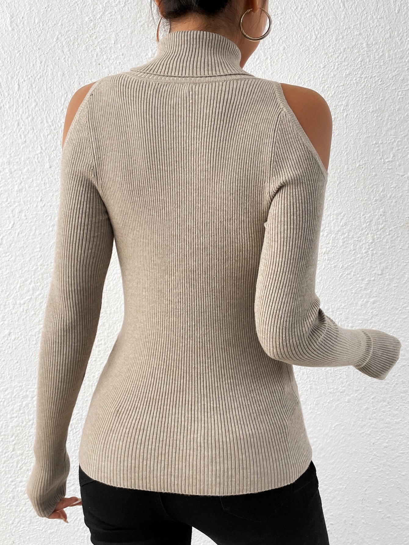 Privé Turtleneck Cold Shoulder Sweater