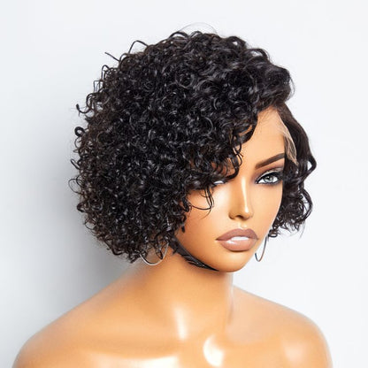 VIP Discount | Mature Boss Short Pixie Cut Water Wave Glueless Minimalist HD Lace Wig With Bangs