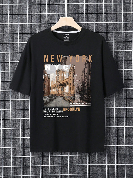 Men Building Slogan Graphic Tee