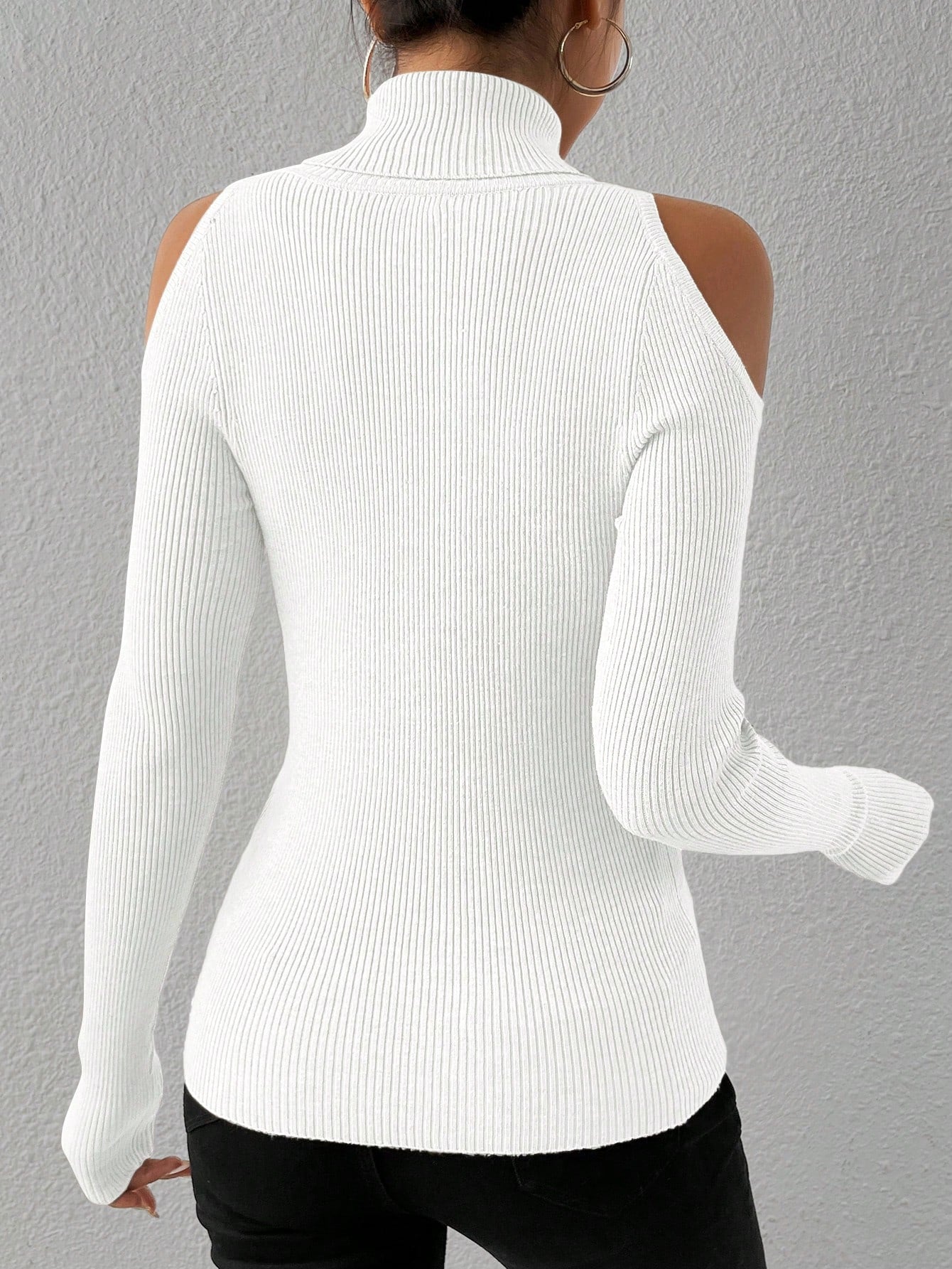 Privé Turtleneck Cold Shoulder Sweater