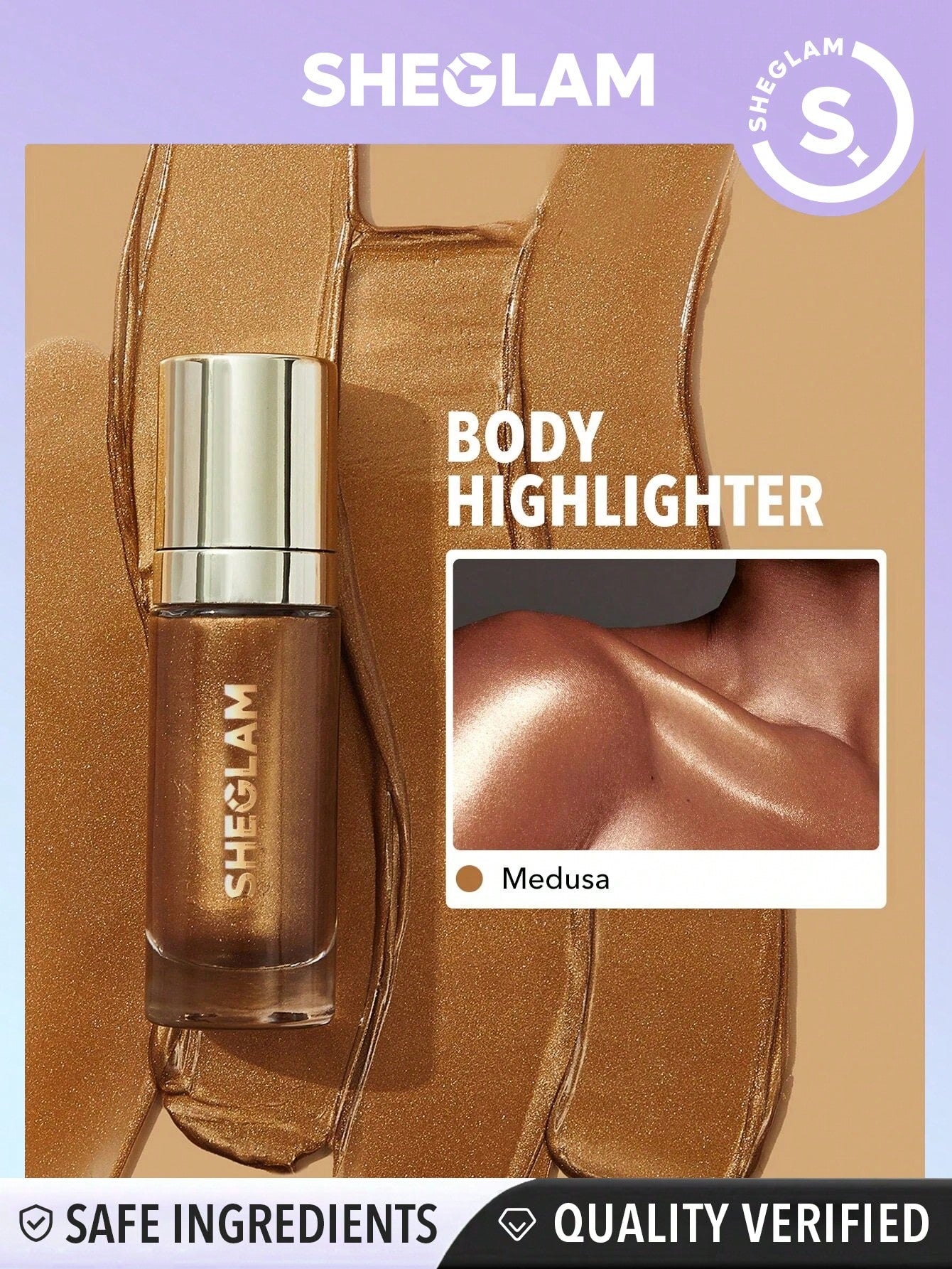 SHEGLAM Sunkissed Body Highlighter Eros Liquid Highlighter Liquid Shimmer Long Wear Brightening Glow Body Highlighter