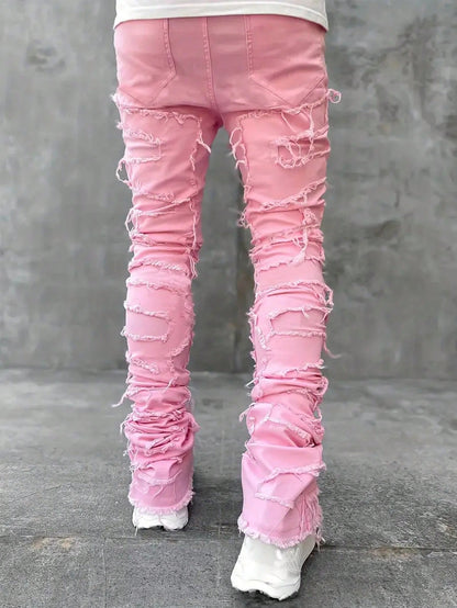 Men Ripped Frayed Jeans