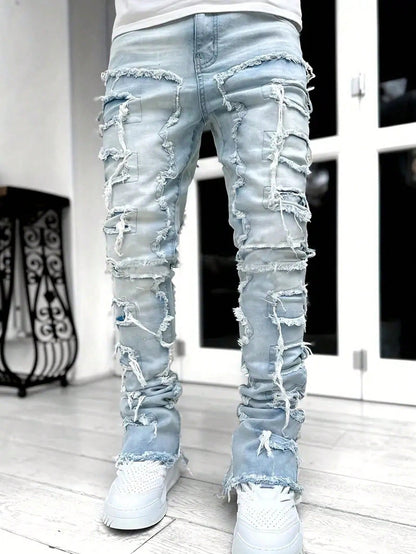 Men Ripped Frayed Jeans